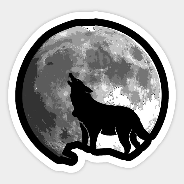 Wolf Silhouette on the moon gift for women and men Sticker by star trek fanart and more